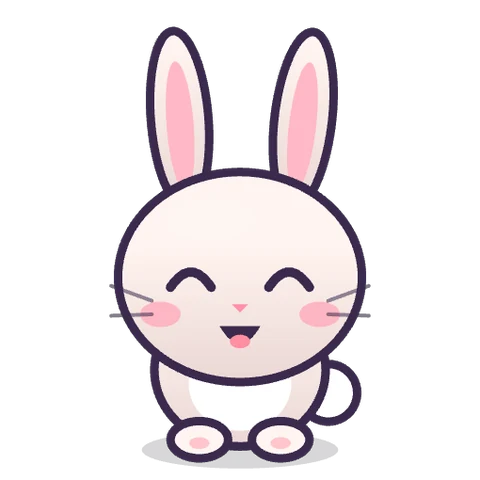 A smiling white bunny with long ears
